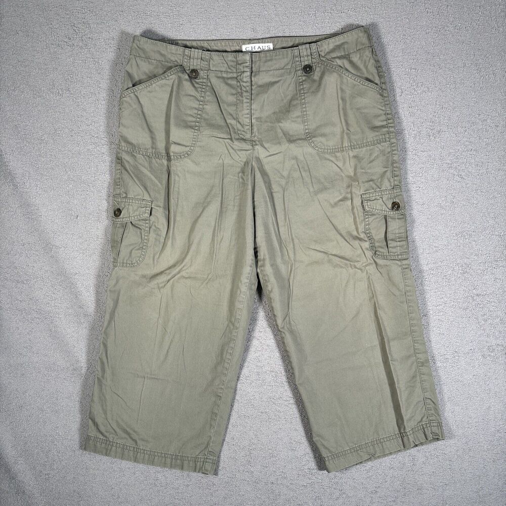 Chaus Cargo Pants Women’s Size 14 Moss Green Cargo‎ Capri Square Pocket